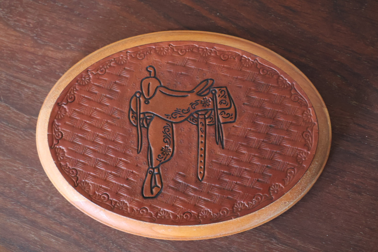 Small Leather Saddle Plaque