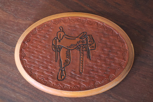 Small Leather Saddle Plaque