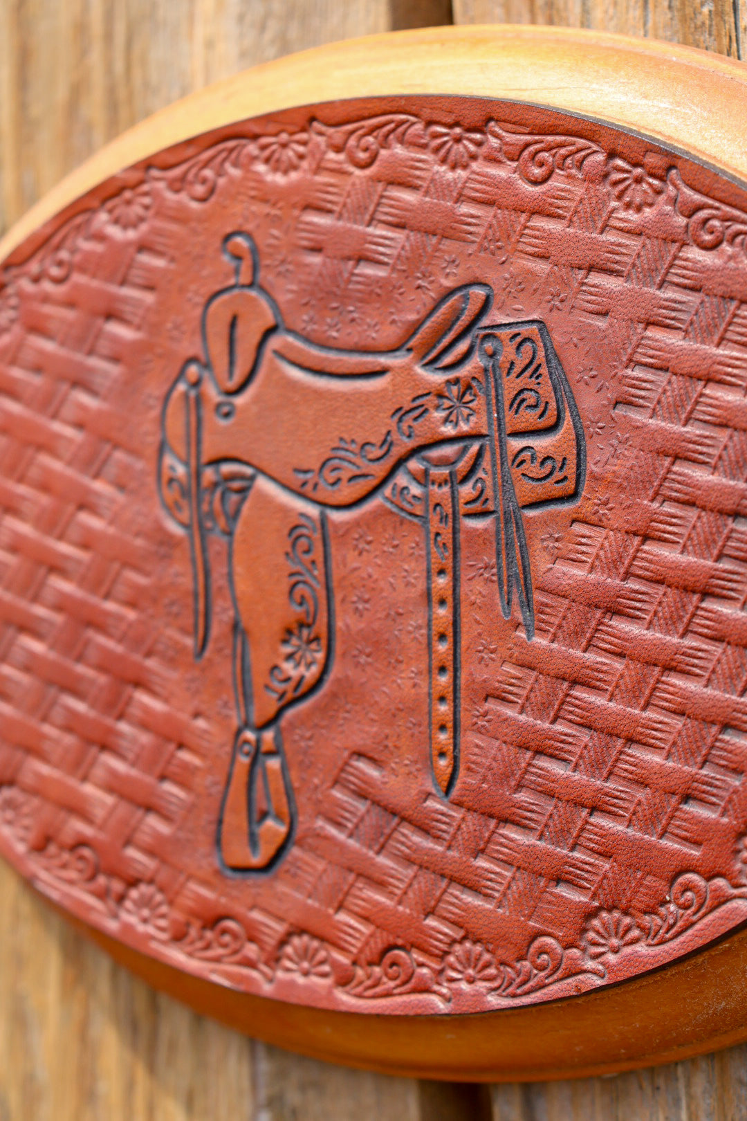 Small Leather Saddle Plaque