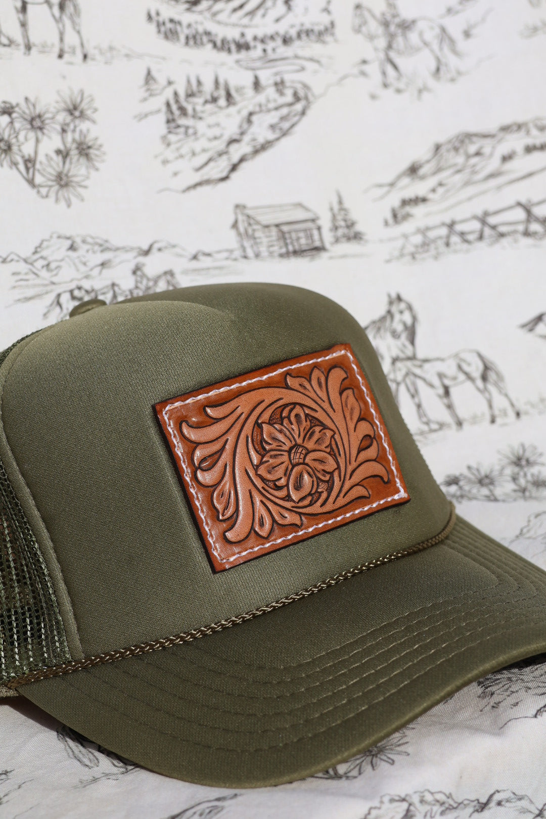 Tooled Flower Truck Hat